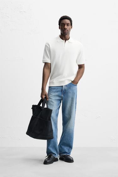 Zara Поло с вертикальным текстурным узором