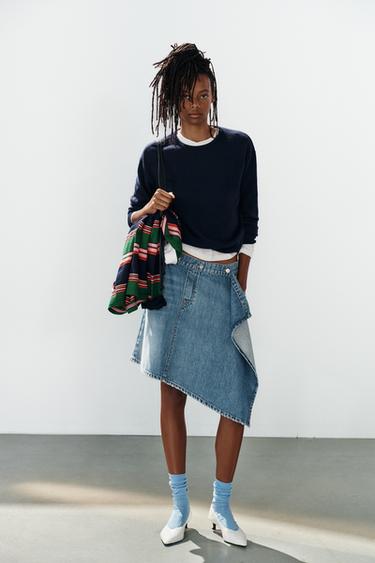 Zara Асимметричная джинсовая юбка TRF
