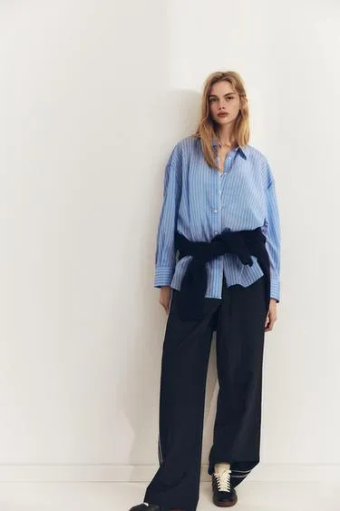 Рубашка из поплина в полоску OVERSIZE