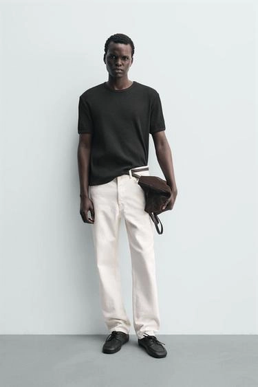 Футболка с текстурным трикотажем в стиле вафельного плетения- Заказать в России