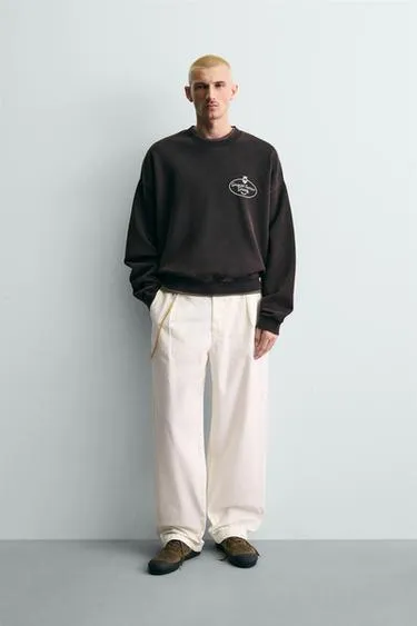 Толстовка с принтом и надписью с эффектом потертости