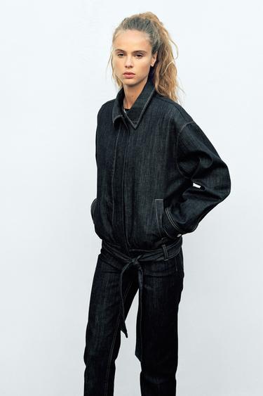 Zara Джинсовая куртка TRF с ремнем
