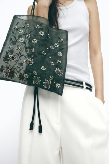 Zara Сумка из ткани с вышивкой купить с доставкой.
