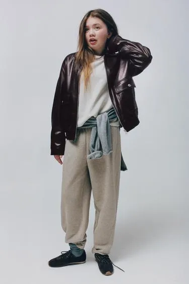 Пиджак из искусственной кожи с карманами- Заказать в России