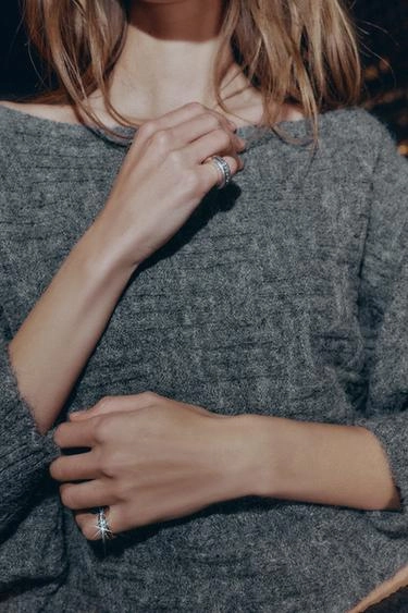 Набор из 2 колец для мизинца с блеском- Заказать в России