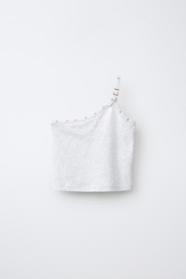 Zara Топ с асимметричной линией и пряжками