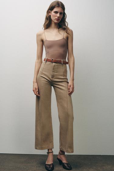 Zara Джинсы с широкими штанинами ZW COLLECTION с высокой посадкой
