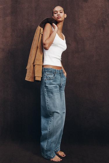 Zara Топ в рубчик на бретелях