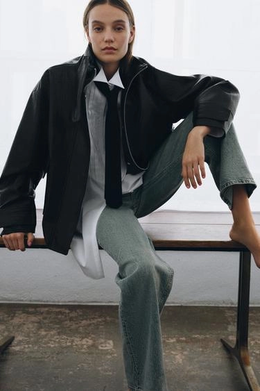 Куртка OVERSIZE с эффектом кожи коллекции ZARA WOMAN