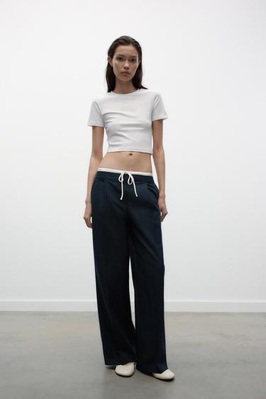 Zara Брюки WIDE LEG с двойным поясом