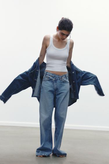 Zara Джинсы TRF WIDE-LEG с высокой посадкой и косой застежкой купить с доставкой.