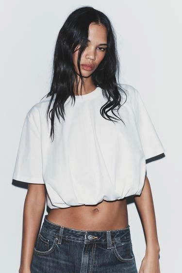 PUFFED CROPPED T-SHIRT- Заказать в России