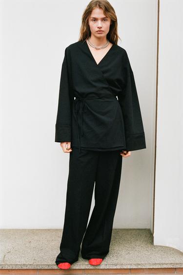 Zara Двубортный блейзер кимоно купить с доставкой.
