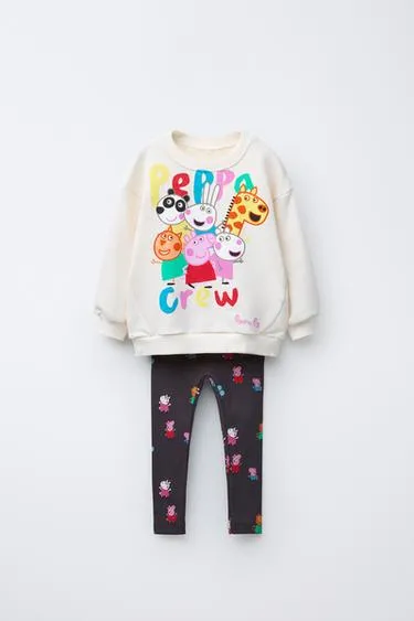 Кокмплект из толстовки и легинсов в рубчик с принтом PEPPA PIG™