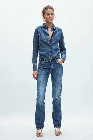 Zara Джинсы прямого кроя со средней посадкой — ZW COLLECTION купить с доставкой.
