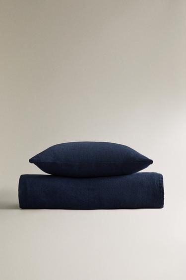 Zara Однотонное покрывало из льняной смеси купить с доставкой.