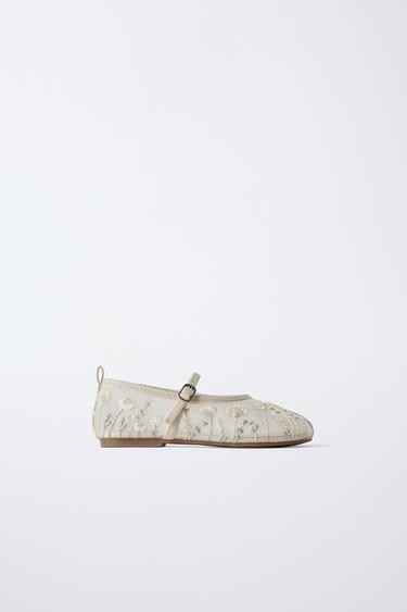 Zara Туфли балетки с вышивкой