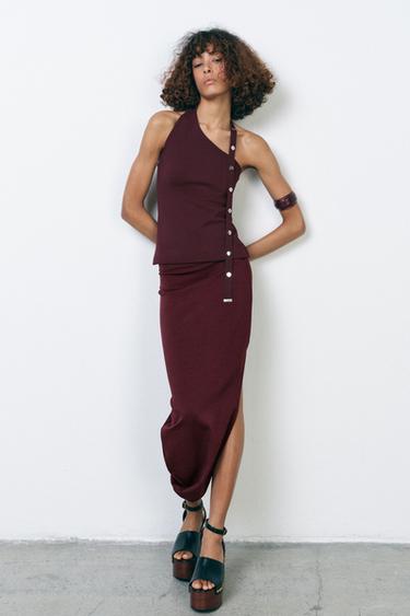 Zara Юбка асимметричного кроя из крепа купить с доставкой.