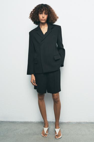Zara Двубортный блейзер из смесового льна — ZW COLLECTION купить с доставкой.