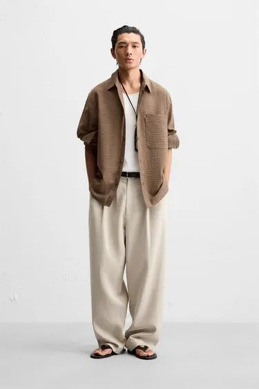 Рубашка из рельефной ткани JACQUARD