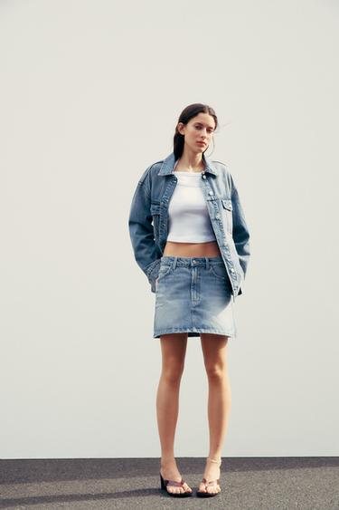 Zara Джинсовая юбка TRF с разрезами купить с доставкой.