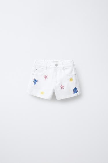 Zara Джинсовые шорты с принтом LILO & STITCH © DISNEY