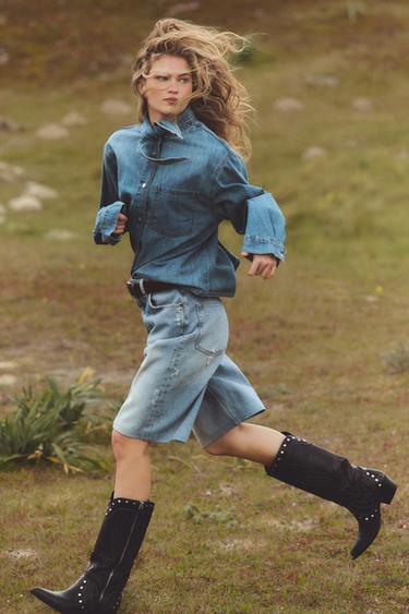 Zara Сапоги в ковбойском стиле с заклепками