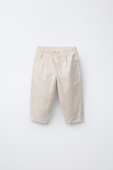 БРЮКИ BAGGY ИЗ СМЕСОВОГО ЛЬНА С ПУГОВИЦАМИ