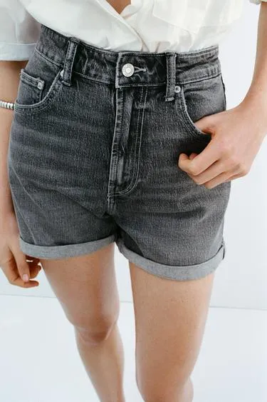 Джинсовые бермуды с высокой посадкой TRF MOM FIT