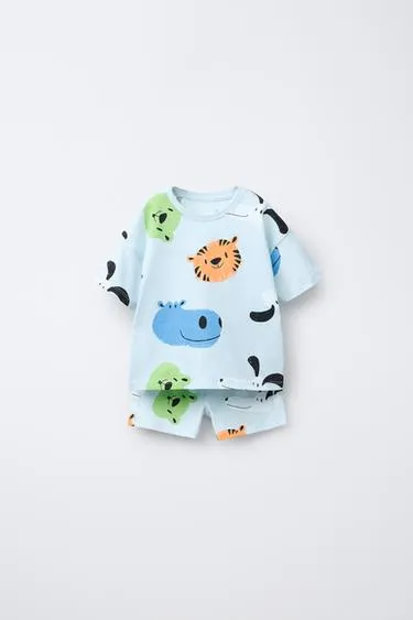 Пижама с животным принтом для детей 2-6 лет