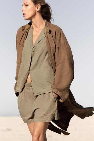 Zara Шорты из 100% льна — ZW COLLECTION