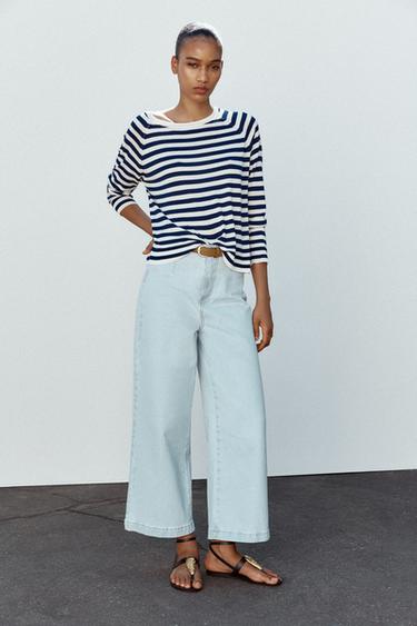ДЖИНСЫ Z1975 WIDE LEG CROPPED С ВЫСОКОЙ ПОСАДКОЙ И РЕМНЕМ