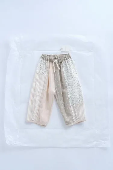 Брюки BAGGY в стиле пэчворк из 100% льна — TIMELESZ