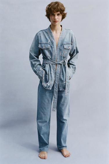 ДЖИНСЫ MOM FIT С ВЫСОКОЙ ПОСАДКОЙ И РАЗРЫВАМИ