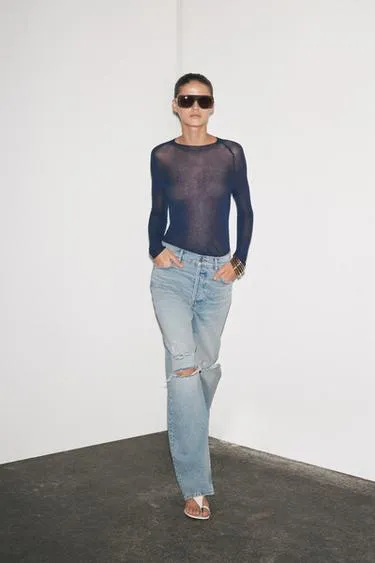 Джинсы SLIM FIT с высокой посадкой и разрезами — ZW COLLECTION