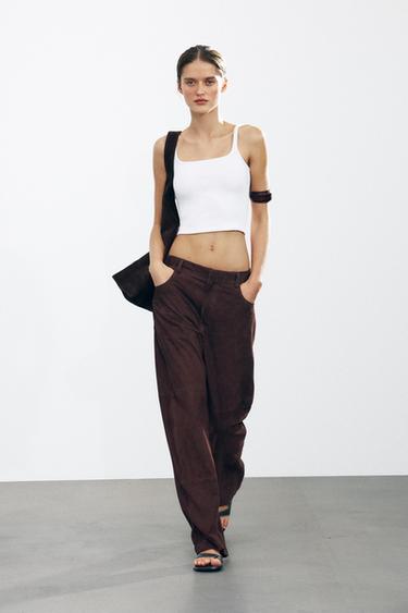 Zara Укороченная футболка в рубчик купить с доставкой.