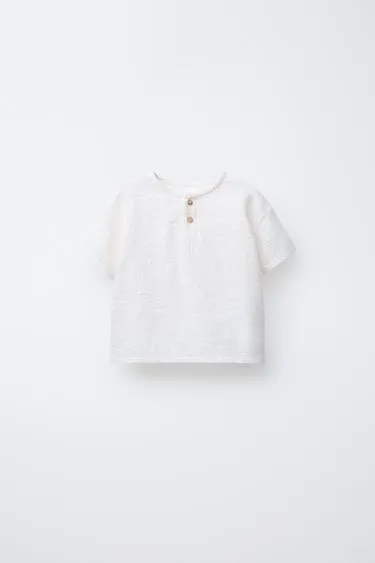 Футболка с застежкой HENLEY и комбинированной текстурой