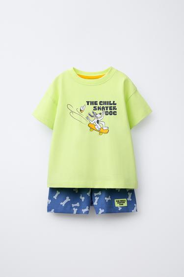 Zara Пижама с майкой и бермудами с собакой и косточками для детей 2-6 лет купить с доставкой.