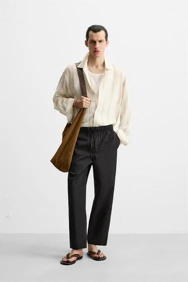 Брюки RELAXED FIT из хлопка и льна