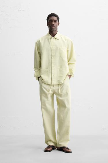 Zara Брюки STRAIGHT FIT изо льна и хлопка купить с доставкой.