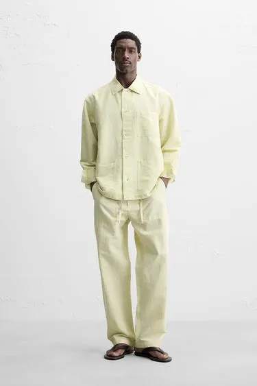 Брюки STRAIGHT FIT изо льна и хлопка
