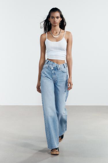Zara Джинсы TRF WIDE-LEG с высокой посадкой и косой застежкой купить с доставкой.