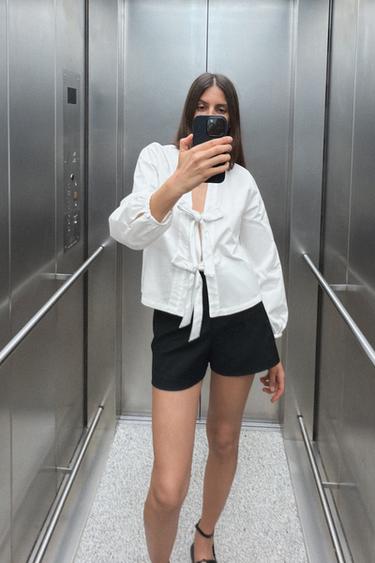 Zara Блуза из поплина с бантами купить с доставкой.