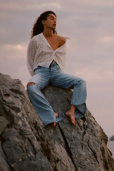 Джинсы Z1975 SLIM FLARE LONG LENGTH с низкой посадкой и разрезами