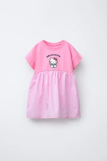 Футболка с контрастной деталью в полоску и принтом HELLO KITTY © SANRIO