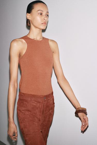 Zara Футболка без рукавов из льняной смеси купить с доставкой.