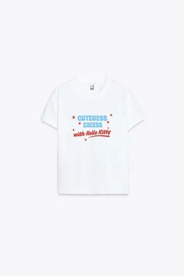 Футболка из ткани с эффектом потертости с принтом HELLO KITTY © 2025 SANRIO T-SHIRT
