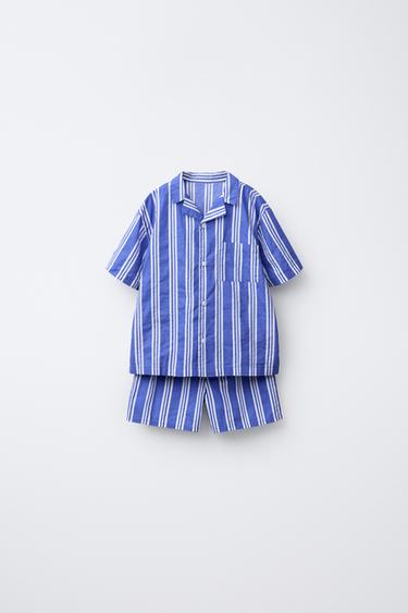Zara Пижама для детей 2-6 лет в полоску с рубашкой и бермудами купить с доставкой.