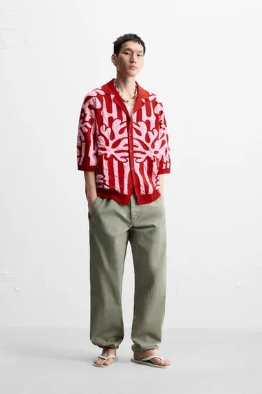 Трикотажная рубашка JACQUARD с контрастными деталями