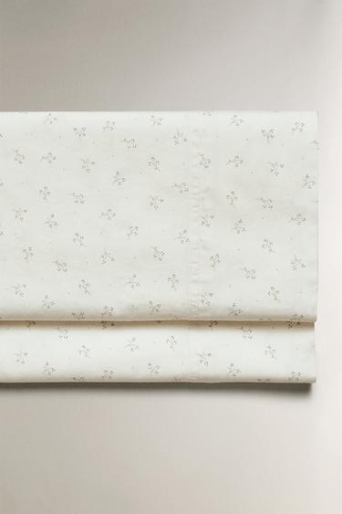 Zara CHILDREN'S MINI FLOWER COTTON FLAT SHEET